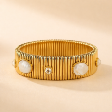 bracelet strada moyen dore tubogas pierres fines