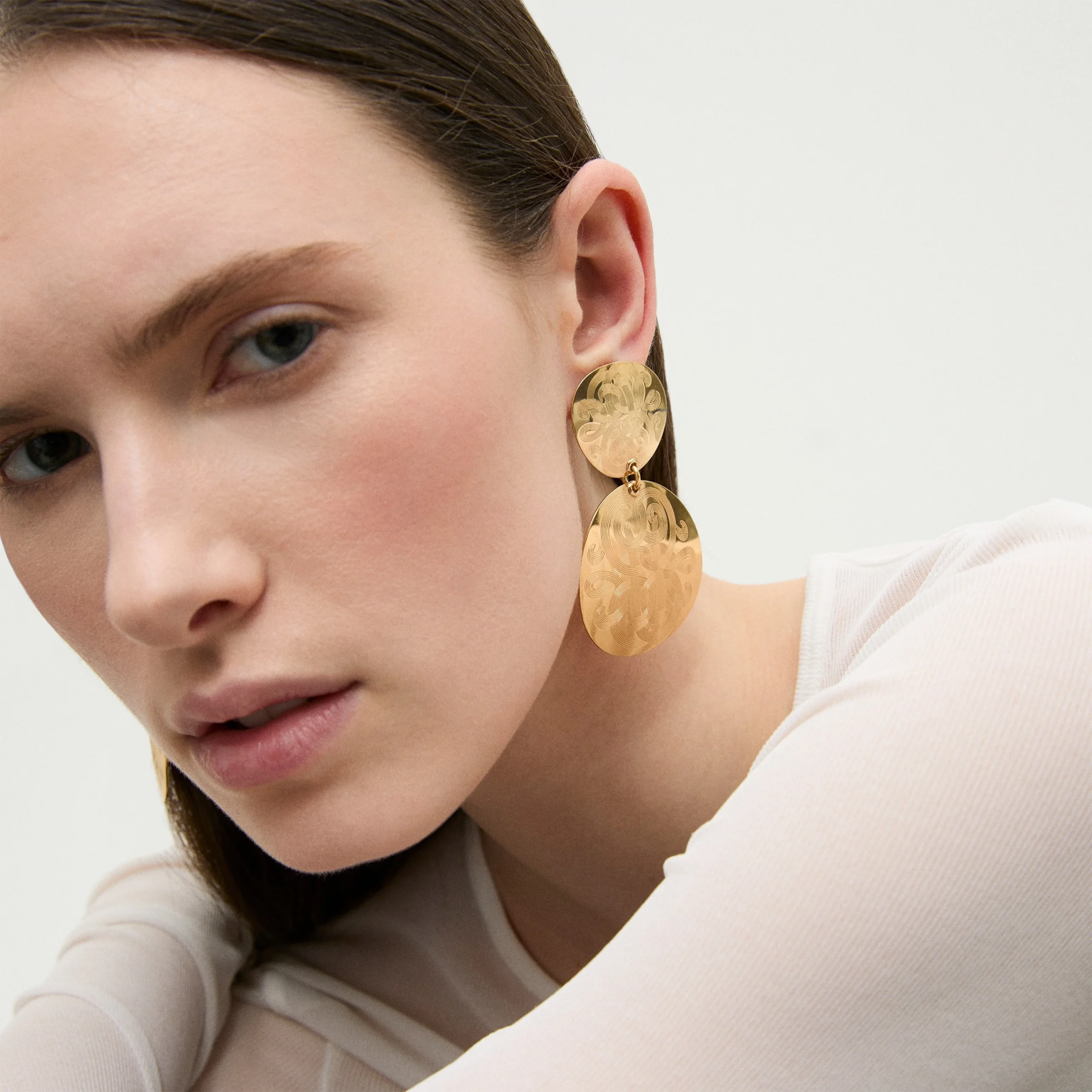 boucles Gas bijoux diva nuage dorees double medaillon dody boutique