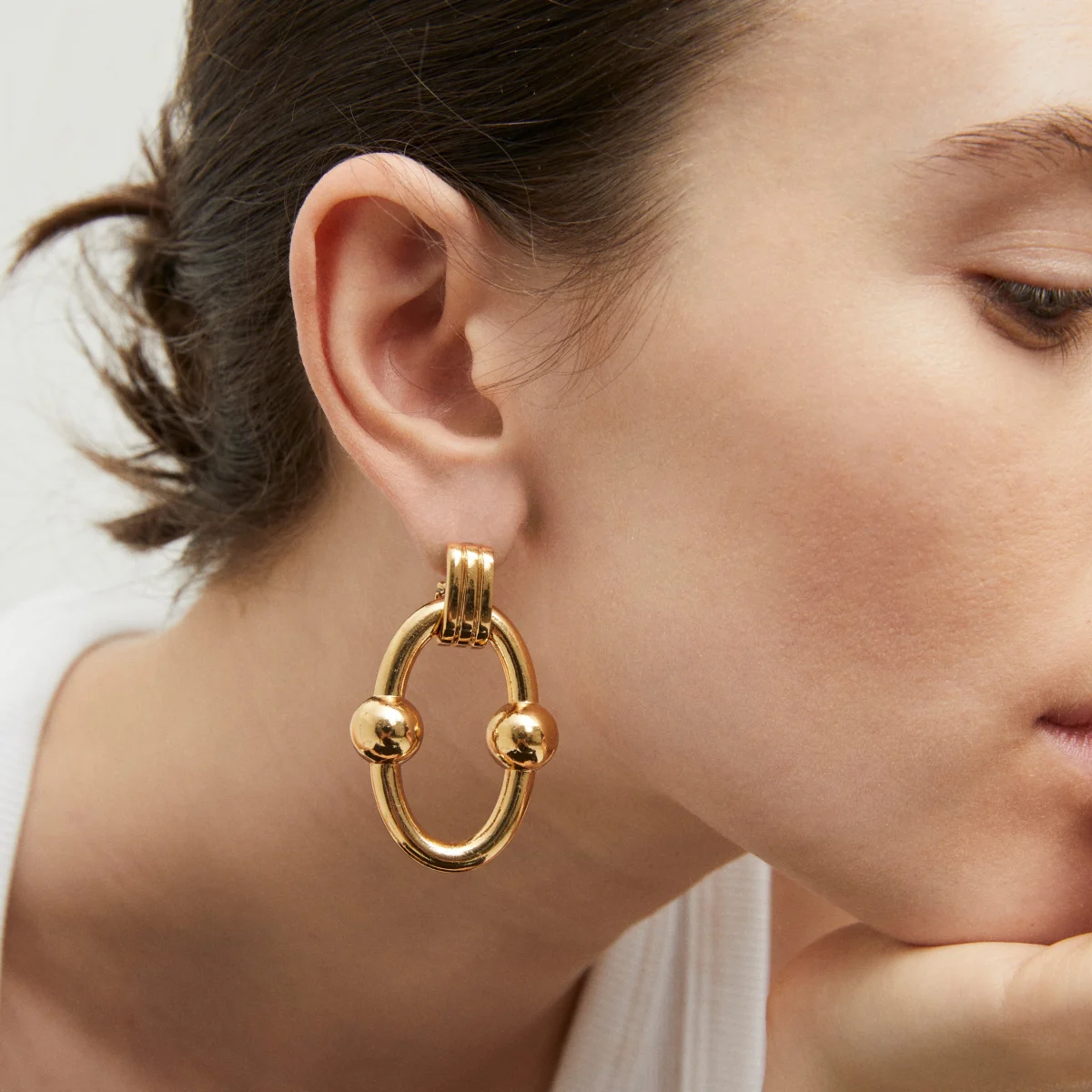Boucles d'oreilles Rivage très grand modèle dorée – Image 2