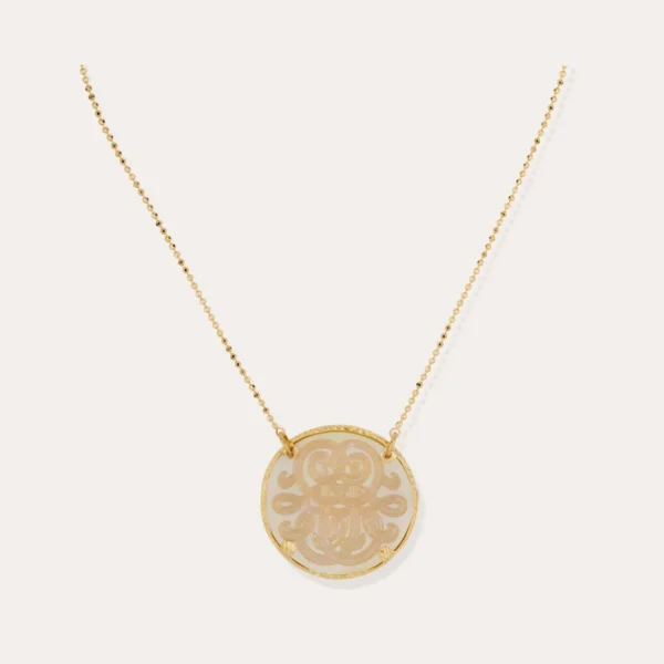collier sun diva dore nacre blanche gas bijoux medaillon dody chantilly