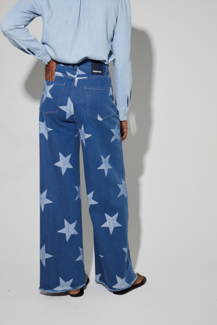 pantalon swiggy etoiles femme denim bleu dody chantilly